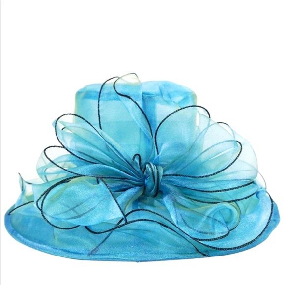 Blue Oversized Ruffle Hat
